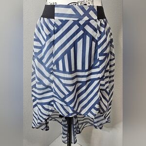 Love Fire high low blue striped skirt